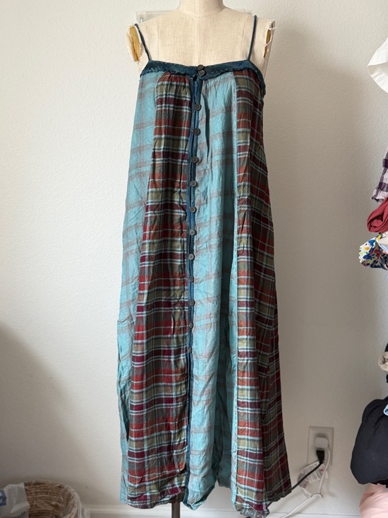 Free People Dresses & Skirts - Free People Blue Multi Plaid Midi Dress